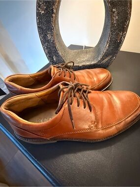ECCO Holton Men’s EU 42 US 8-8.5 Cognac Brown Leather Apron Toe Derby Oxford